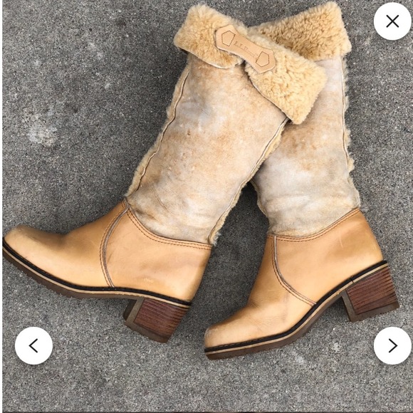 Blondo Shoes - 1970s Blondo for L.L.‎ Bean shearling-lined leather and suede boots Tan 10
